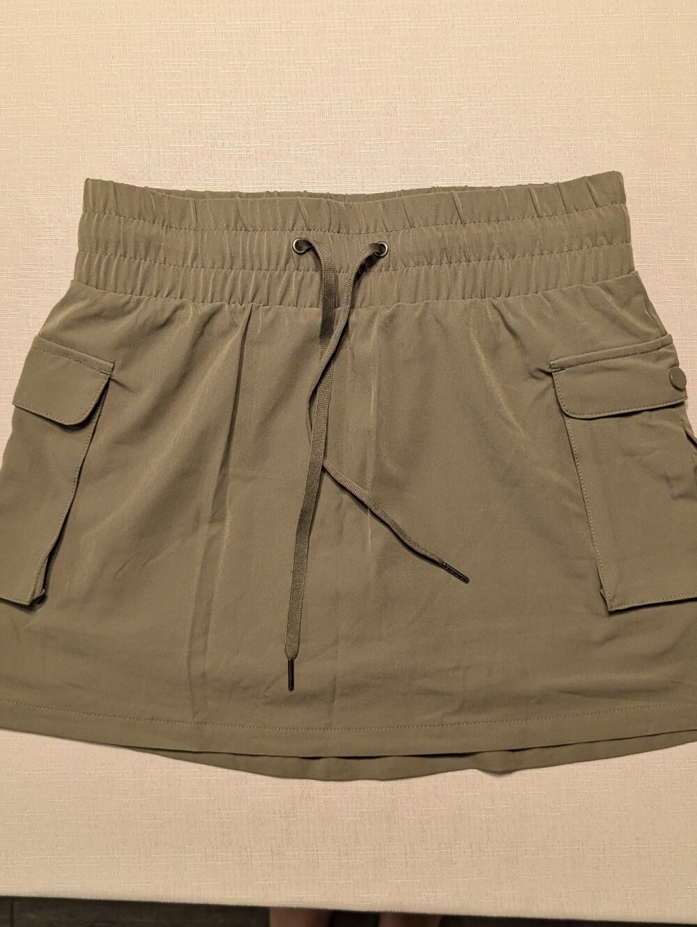 Olive Green Utility Cargo Athletic Skort Built-In Shorts Size S